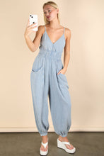 Load image into Gallery viewer, Mineral Washed Cotton Gauze Casual Jumpsuit: SAGE
