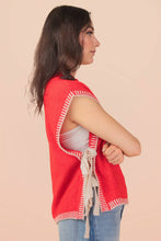 Load image into Gallery viewer, Side Tie Detail Knit Sweater Vest Top: OATMEAL
