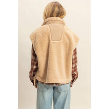 Load image into Gallery viewer, Cozy Sherpa Vest Jacket with Tie-Up Side Details: BROWN
