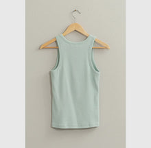 Load image into Gallery viewer, Ribbed Mint Round Neck Tank
