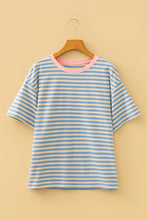 Load image into Gallery viewer, Blue Striped Drop Shoulder Tee
