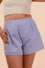 Load image into Gallery viewer, Striped &amp; Checker Boxer Shorts: BLUE STRIPE
