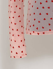 Load image into Gallery viewer, Women Heart See Through Long Sleeves Mesh Blouse: White
