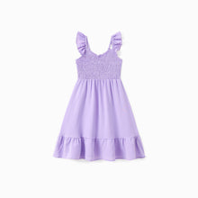 Load image into Gallery viewer, Family Matching Purple Tee or Shirred Top Ruffle Hem Dress: Purple / Baby Girl: 12-18M
