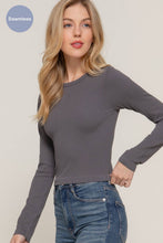 Load image into Gallery viewer, Long Sleeve Crew Neck Rib Seamless Top: TPE-latte taupe / S/M
