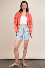 Load image into Gallery viewer, Mineral Washed Oversized Gauze Shacket Jacket: CORAL
