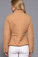 Load image into Gallery viewer, Suede Piping Detail Rib Quilted Padding Jacket : TAUPE
