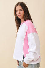 Load image into Gallery viewer, Colorblock Terry Pullover Sweatshirt: White Heather Gray / Contemporary

