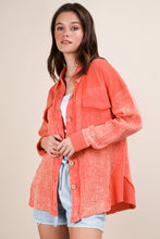 Load image into Gallery viewer, Mineral Washed Oversized Gauze Shacket Jacket: CORAL
