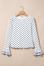 Load image into Gallery viewer, LAS Polka Dot Ruffle Hem Back Cutout Sheath Blouse (S-XL): Black / M
