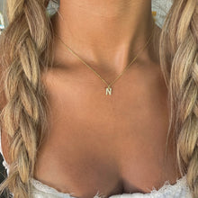 Load image into Gallery viewer, Mini Crystal Initial Charm Necklace- Waterproof: C
