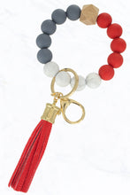 Load image into Gallery viewer, Color Silicone Beaded Key Ring Keychain: Nude Grey
