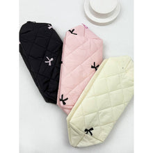 Load image into Gallery viewer, Embossed Cloth with Bow Embroidery Cosmetic Bag: Pink, Black, Or White
