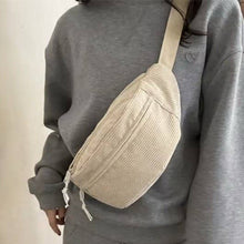 Load image into Gallery viewer, CORDUROY CROSSBODY SLING FANNY PACK BELT BUM BAG | OFF WHITE
