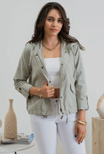 Load image into Gallery viewer, Light Olive Plus Size Snap Button Zip Up Hoodie

