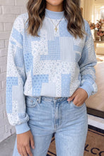 Load image into Gallery viewer, LAS Patchwork Floral Print Mock Neck Sweatshirt (S-XL): Green / L
