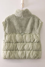 Load image into Gallery viewer, NJ90484-Cozy Sherpa Puffer Vest: SAGE / S-M-L/2-2-2
