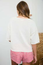 Load image into Gallery viewer, RAW EDGE BOXY SHORT SLEEVE KNIT SWEATER: LIGHT OLIVE
