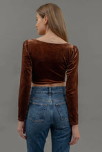 Load image into Gallery viewer, Mocha Velvet Square Neck Corset Top
