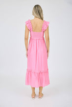 Load image into Gallery viewer, RUFFLE DETAIL EMPIRE WAIST SLEEVELESS MIDI DRESS: PINK
