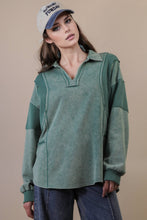 Load image into Gallery viewer, Mineral Washed Oversized French Terry Knit Top: MOCHA
