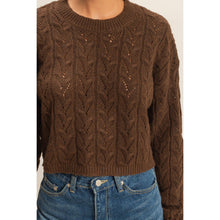 Load image into Gallery viewer, Cropped Cable Knit Sweater: ALPACA
