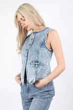 Load image into Gallery viewer, Acid Washed Denim Causal Vest: INDIGO
