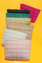 Load image into Gallery viewer, QUILTED PUFFY COSMETIC MAKEUP POUCH CLUTCH BAG | Fuchsia
