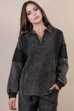 Load image into Gallery viewer, Mineral Washed Oversized French Terry Knit Top: MOCHA

