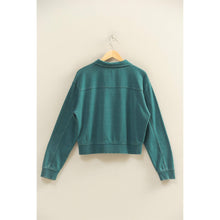 Load image into Gallery viewer, Half-Zip Burnout French Terry Pullover: BLUE
