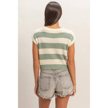Load image into Gallery viewer, Striped Ribbed Knit Top: ICE BLUE /
