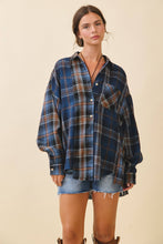 Load image into Gallery viewer, Kambrie Plaid Flannel Shirt: Blue Multi / Contemporary

