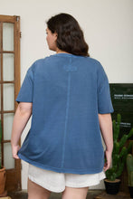 Load image into Gallery viewer, PLUS WASHED RELAXED SHORT SLEEVE V NECK KNIT TOP: VINTAGE BLUE
