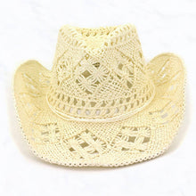 Load image into Gallery viewer, Western Style Cowboy Handmade Woven Straw Hat: Khaki
