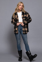 Load image into Gallery viewer, Long Sleeve Check Printed Fleece Shacket: BRG-burgundy
