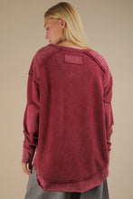 Load image into Gallery viewer, Mineral Washed Elbow Patch Contrast Knit Top: MOCHA
