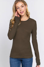 Load image into Gallery viewer, Long Sleeve Crew Neck Thermal Knit Top  : HGY-h grey
