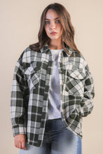 Load image into Gallery viewer, Oversized Checkered Casual Shacket Jacket: OLIVE MIX

