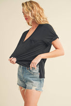 Load image into Gallery viewer, Zoie V-Neck Short Sleeve Top: Oat / Contemporary
