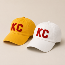 Load image into Gallery viewer, Kansas City KC Football Chenille Dad Hat - Gold or White: Gold
