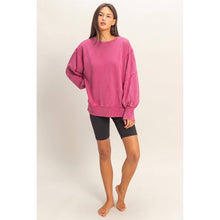Load image into Gallery viewer, Oversized Seam Detail Long Sleeve Top: BLUE
