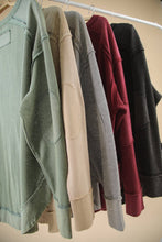 Load image into Gallery viewer, Mineral Washed Elbow Patch Contrast Knit Top: MOCHA
