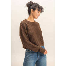 Load image into Gallery viewer, Cropped Cable Knit Sweater: ALPACA
