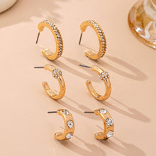 Load image into Gallery viewer, Gold-Tone Crystal Huggie Hoop Earring Set | 80E61880: SET
