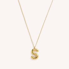Load image into Gallery viewer, Bubble Initial Charm Necklaces- Gold: C
