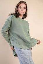 Load image into Gallery viewer, Mineral Washed Elbow Patch Contrast Knit Top: MOCHA
