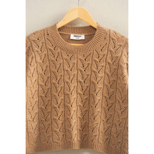Load image into Gallery viewer, Cropped Cable Knit Sweater: ALPACA
