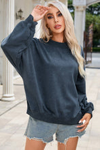 Load image into Gallery viewer, Solid Color Drop Shoulder Crew Neck Pullover Sweatshirt: Blue
