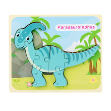Load image into Gallery viewer, 3D Wooden Dinosaur Puzzle, Buckle Design for Early Education: Green / One Size
