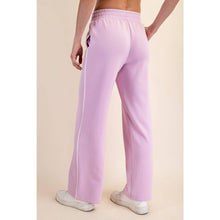 Load image into Gallery viewer, MODAL SCUBA PIPING STRAIGHT PANT: Black/Cream
